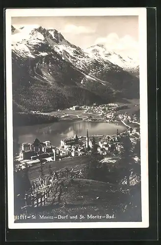 AK St. Moritz, Panorama mit St. Moritz-Bad