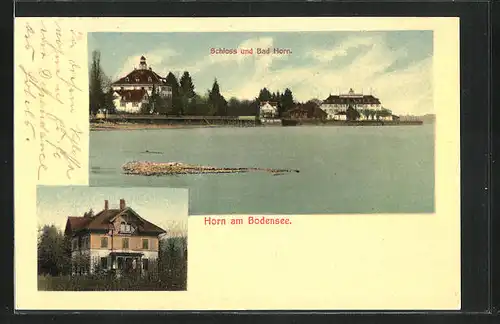 AK Horn am Bodensee, Ufer mit Schloss, Gasthaus