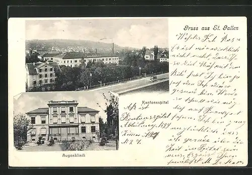 AK St. Gallen, Kantonspital, Gesamtansicht und Augenklinik