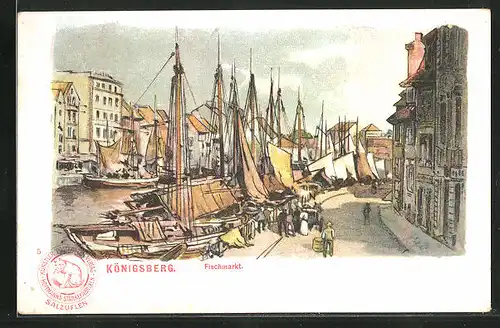 Künstler-AK Königsberg i. Pr., am Fischmarkt