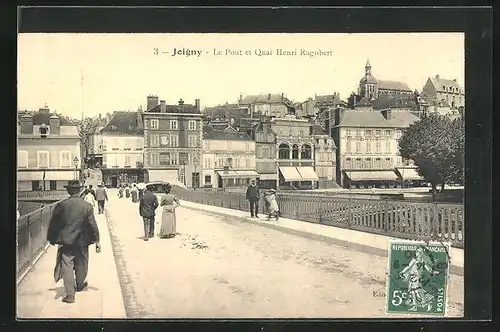 AK Joigny, Le Pont et Quai Henri Ragobert