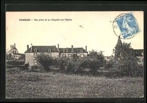 AK Pourrain, Vue prise de la Chapelle sur l`Eglise