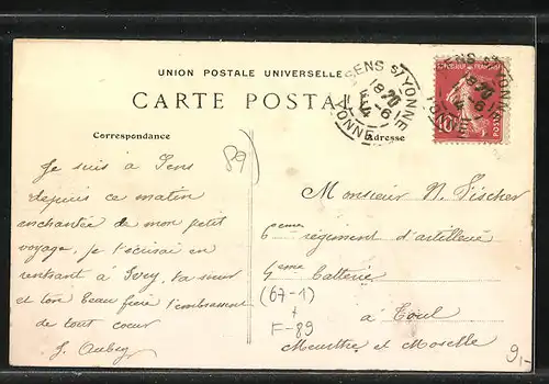 AK Sens, La Porte Monumentale de l`Exposition Industrielle et Commerciale 1908