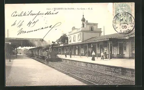 AK Enghien-les-Bains, La Gare, Eisenbahn am Bahnhof