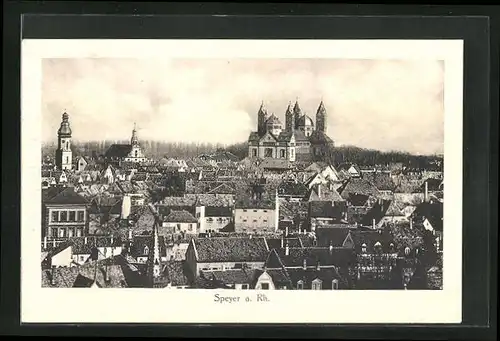 AK Speyer / Rhein, Ortspanorama mit Schloss