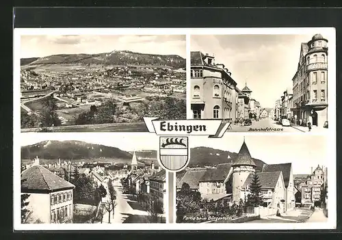 AK Ebingen, Bahnhofstrasse, am Bürgerturm, Totalansicht