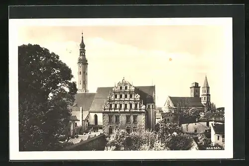 AK Zittau i. Sa., Klosterkirchturm, Museumsgiebel und Johanniskirche