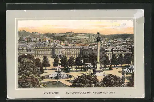 AK Stuttgart, Schlossplatz mit neuem Schloss