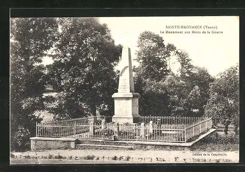 AK Sainte-Magnance, Le Monument aux Morts de la Guerre