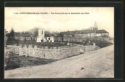 AK Saint-Germain-des-Champs, Vue d`ensemble sur le Monument aux Morts