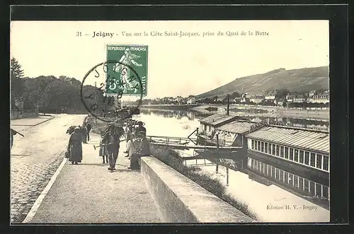 AK Joigny, Vue sur la Cote Saint-Jacques, prise du Quai de la Butte