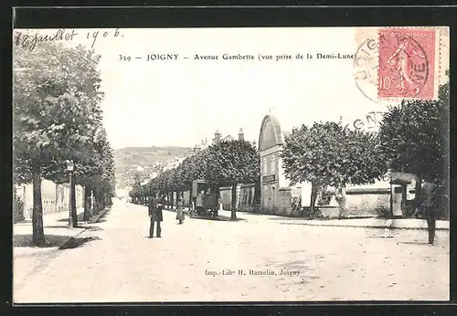 AK Joigny, Avenue Gambetta (vue prise de la Demi-Lune)