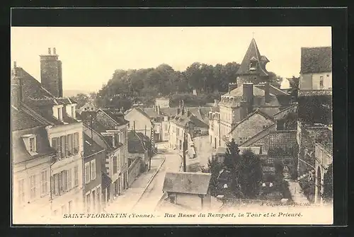 AK Saint-Florentin, Rue Basse du Rempart, la Tour et le Prieuré