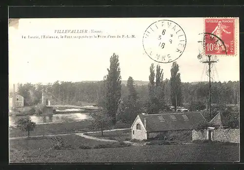 AK Villevallier, Le Lavoir, L`Eolienne, le Pont suspendu et la Prise d`eau du P.-L.-M.