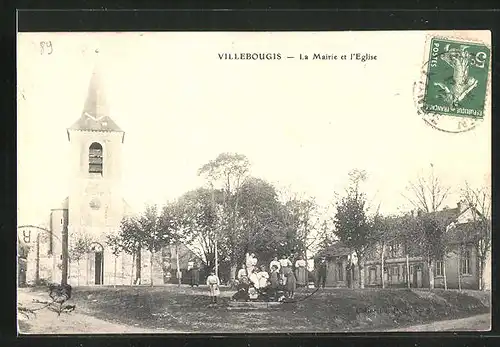 AK Villebougis, La Mairie et l`Eglise