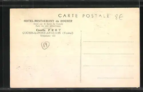 AK Cousin-le-Pont-Avallon, Hotel-Restaurant du Rocher