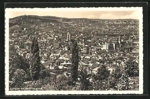 AK Stuttgart, Gesamtansicht mit Hasenbergturm