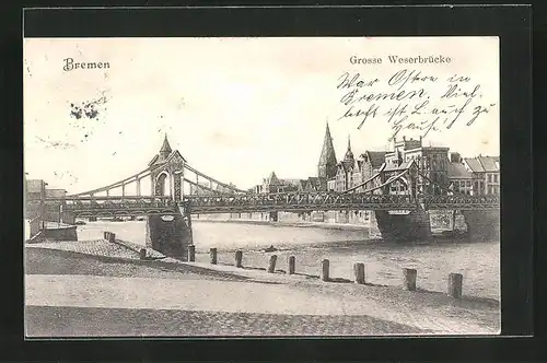 AK Bremen, Grosse Weserbrücke