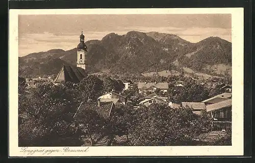AK Lenggries, Ortsansicht gegen Brauneck