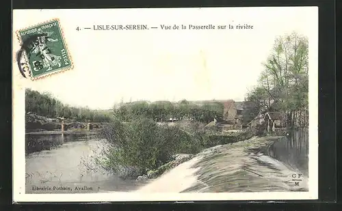 AK L`Isle-sur-Serein, Vue de la Passerelle sur la riviere