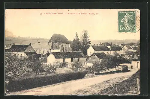 AK Bussy-en-Othe, La Route de Cerisiers, Arces etc., l`Eglise