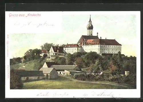 AK Andechs, das Kloster über dem kleinen Ort