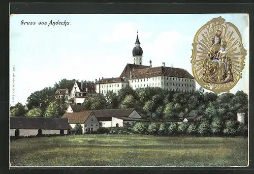 Präge-AK Andechs, das Kloster, goldenes Marienbild