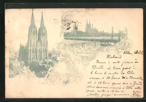 AK Köln am Rhein, Stadtpanorama mit dem Dom