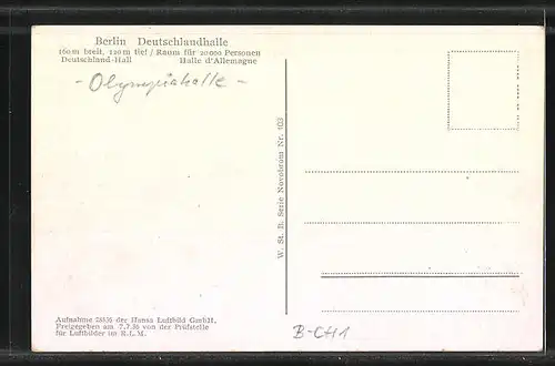 AK Berlin-Charlottenburg, Deutschlandhalle aus der Vogelschau