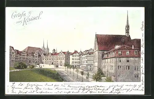 AK Kassel, Marställerplatz mit Gebäudeansicht