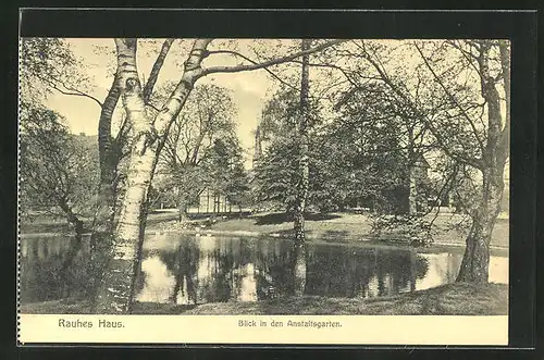 AK Hamburg-Horn, Blick in den Anstaltsgarten von Rauhes Haus