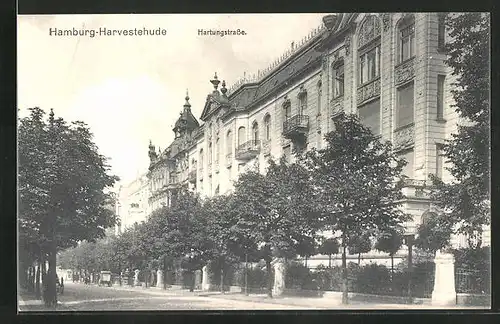 AK Hamburg-Harvestehude, Hartungstrasse mit Gebäudezeile