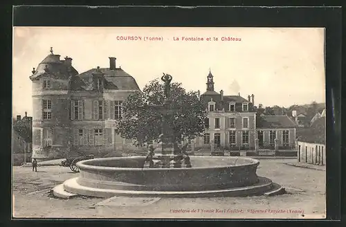 AK Courson-les-Carriéres, la Fontaine et le Chateau