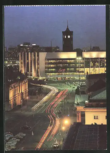 AK Berlin, Blick zum Palast der Republik bei Beleuchtung