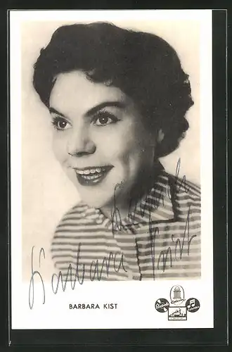 AK Musikerin Barbara Kist mit bildschönem Lächeln, Autograph