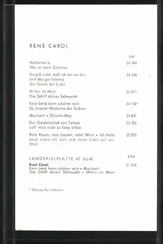 AK Musiker René Carol mit charmantem Lächeln, Autograph