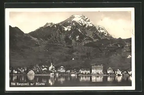 AK Hergiswil, Ortsansicht mit Pilatus