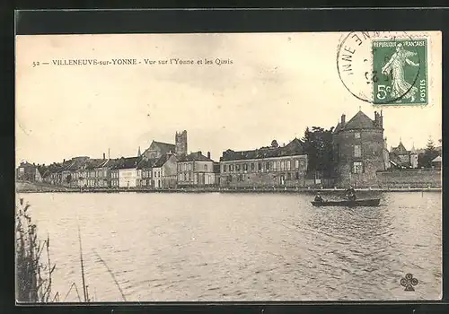 AK Villeneuve-sur-Yonne, Vue sur l'Yonne et les Quais