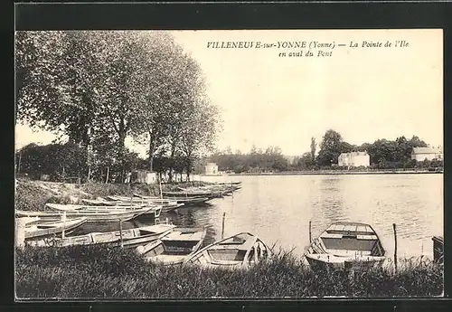 AK Villeneuve-sur-Yonne, la Pointe de l'Ile en aval du Pont