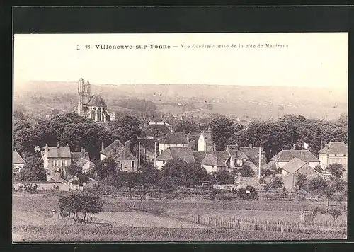 AK Villeneuve-sur-Yonne, Vue Générale prise de la Cote de Maufranc