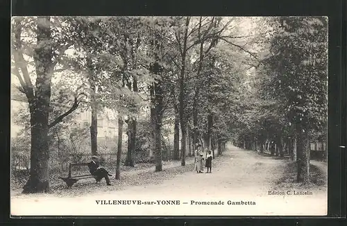 AK Villeneuve-sur-Yonne, Promenade Gambetta