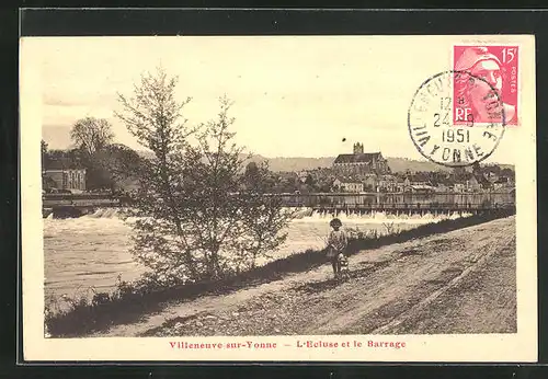 AK Villeneuve-sur-Yonne, l'Ecluse et le Barrage