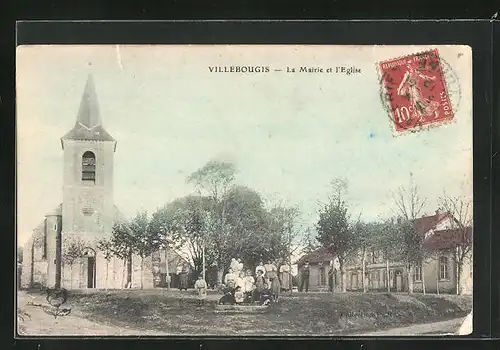 AK Villebougis, la Mairie et l'Eglise