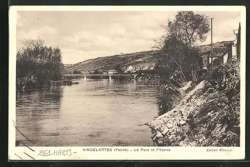 AK Vincelottes, le Pont et l'Yonne