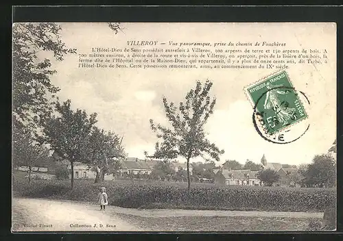 AK Villeroy, Vue panoramique, prise du chemin de Foucheres