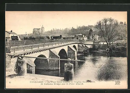 AK Tonnerre, Le Pont Saint Nicolas et l`Eglise Saint Pierre