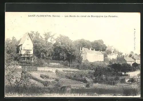 AK Saint Florentin, Les Bords du canal de Bourgogne, le Paradis