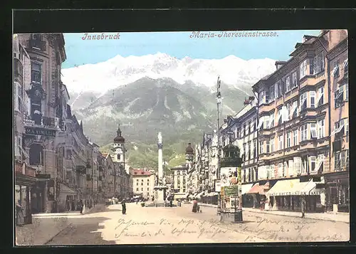 AK Innsbruck, Maria-Theresien-Strasse mit Litfasssäule