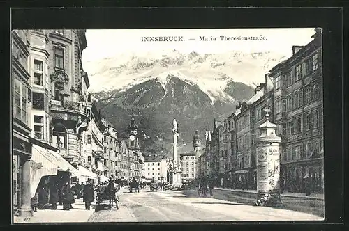 AK Innsbruck, Maria-Theresien-Strasse mit Litfasssäule
