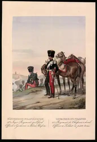 Lithographie Königreich Frankreich, altkoloriert, montiert, aus Eckert & Monten um 1840 Vorzugsausgabe, 36 x 24cm